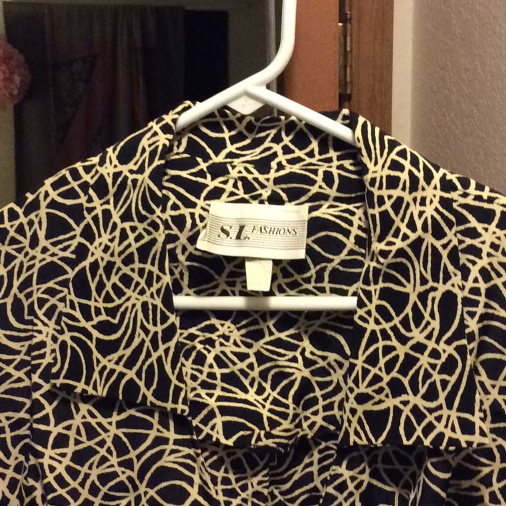 Vintage black & cream squiggles wrap dress size 8 - Picture 5 of 8